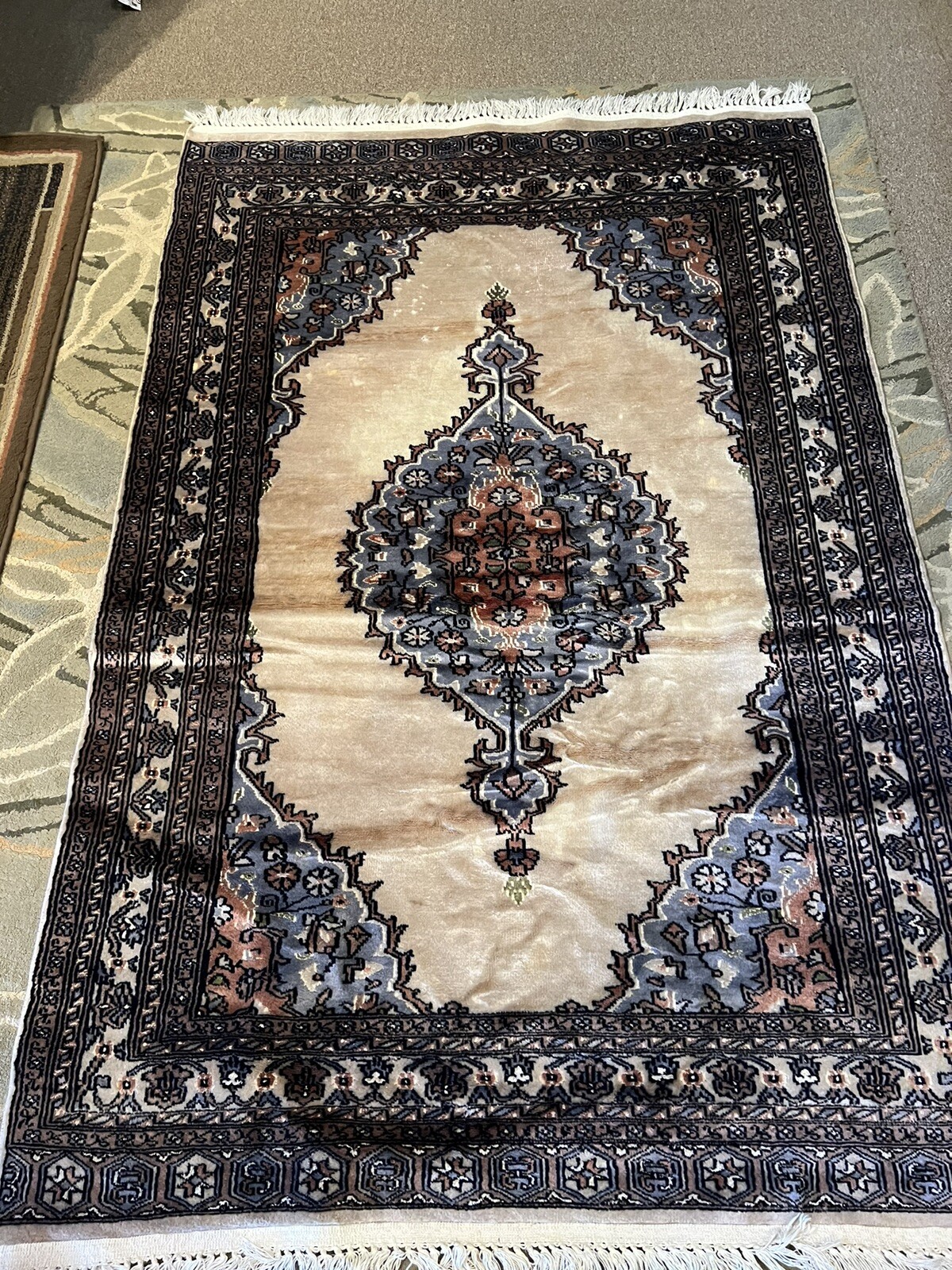 Authentic 4 Antique Handmade Silk And Wool Kashmiri Rug Set