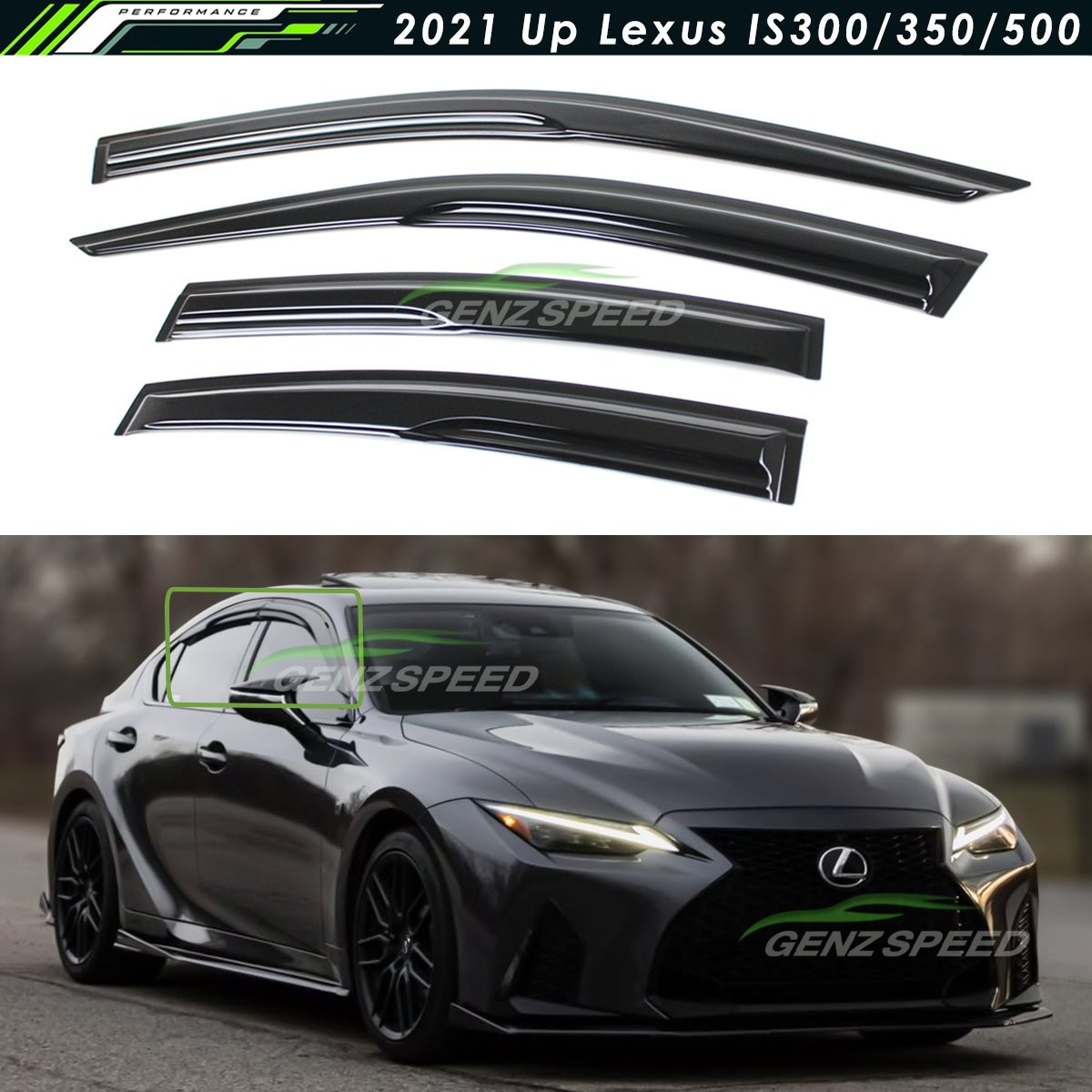 For 2021-2026 Lexus IS300 IS350 Mugen Style Window Visors Rain Guards Deflectors
