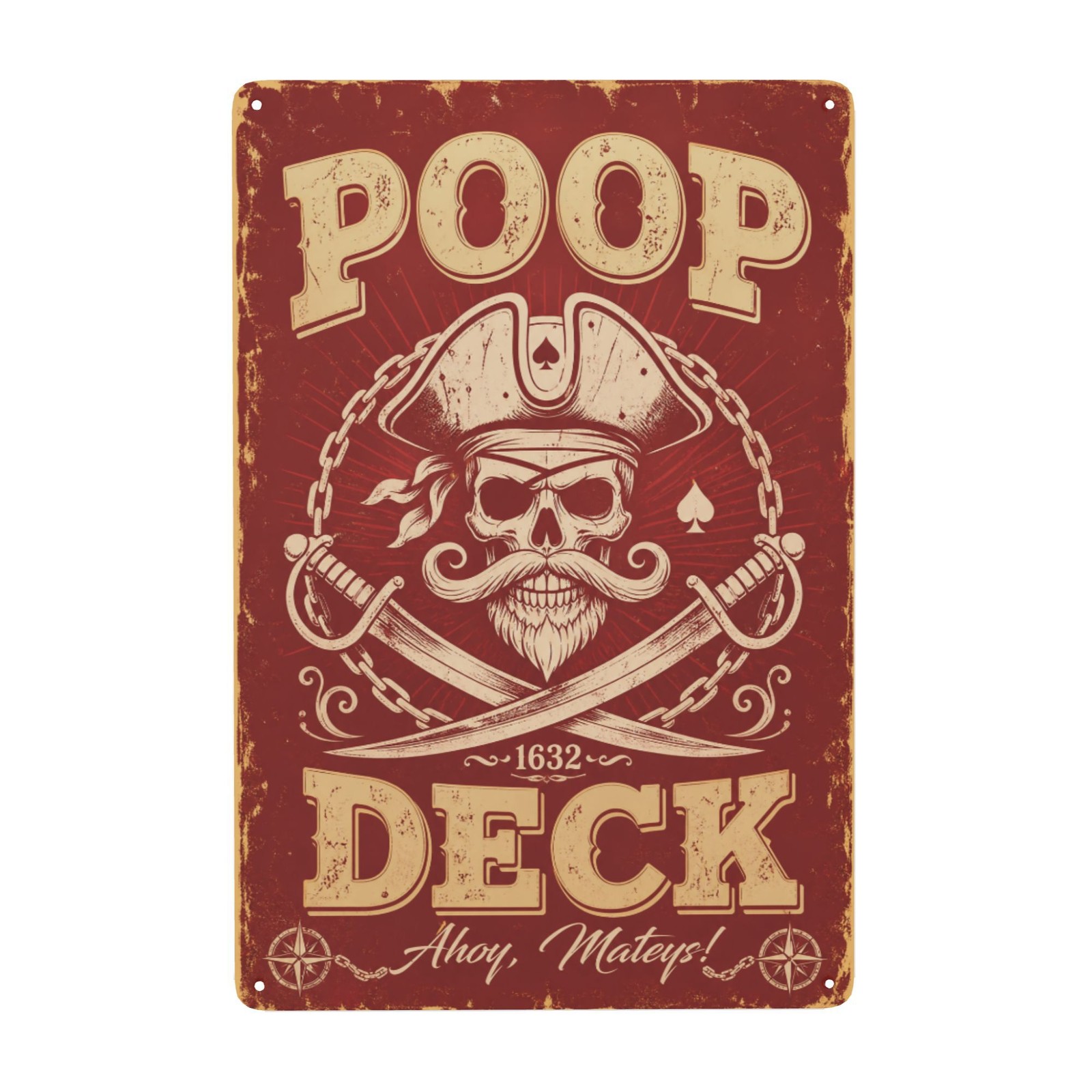 Vintage Pirate Poop Deck Rustic Nautical with Skull Metal Sign 8x12 Inch Vintage Pirate Poop Deck Rustic Nautical with Skull Metal Sign 8x12 Inch