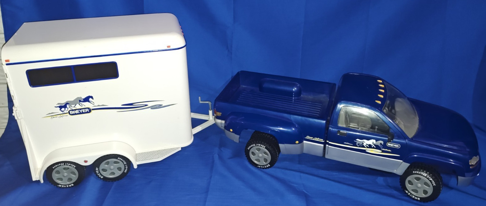 Vintage 2002 Breyer Horse Trailer + Round Up Dually Pickup Truck Show Horses Vintage 2002 Breyer Horse Trailer + Round Up Dually Pickup Truck Show Horses