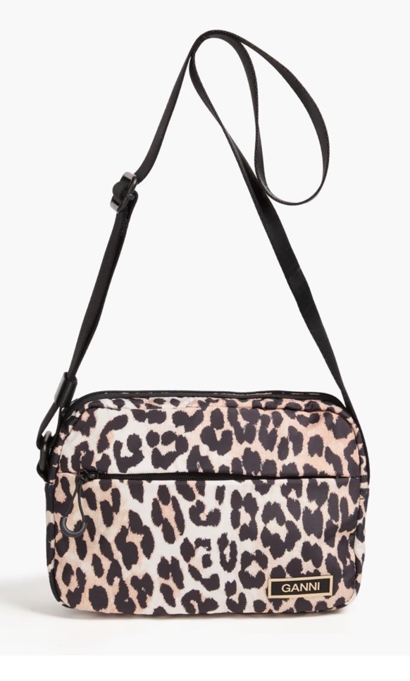GANNI Leopard Recycled Tech Festival Zip Crossbody Bag GANNI Leopard Recycled Tech Festival Zip Crossbody Bag
