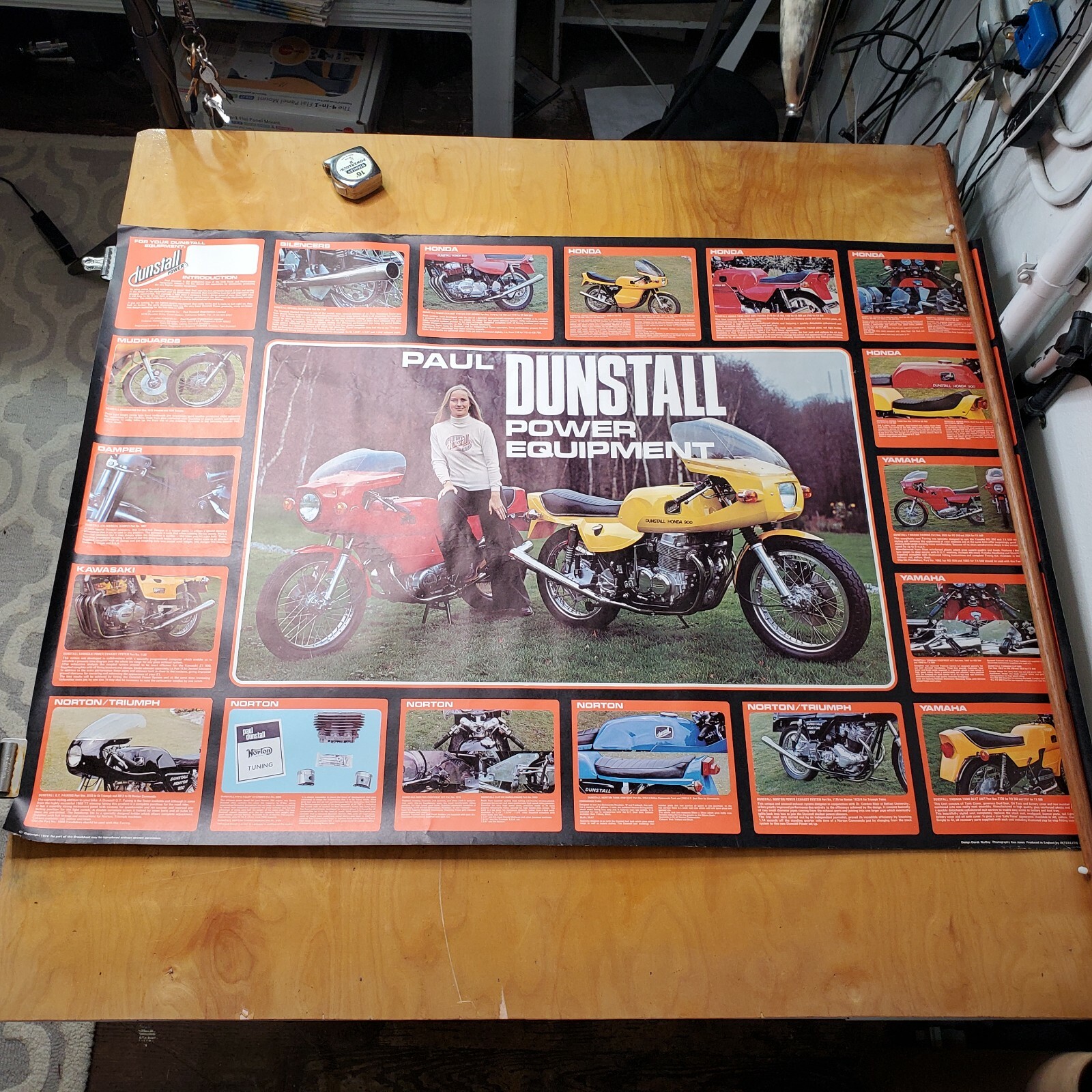Paul Dunstall Power Equipment Motorcycle Poster 1970's 34 x 48