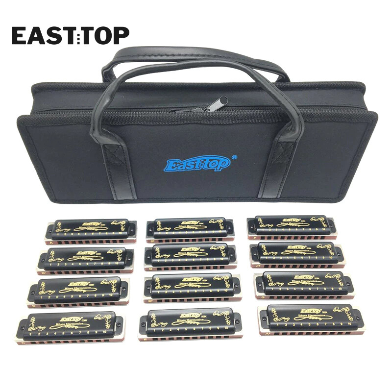 EASTTOP T008K-12 Diatonic Blues Harmonica Set Of 12 10Holes Harp Mouth Organ Set EASTTOP T008K-12 Diatonic Blues Harmonica Set Of 12 10Holes Harp Mouth Organ Set