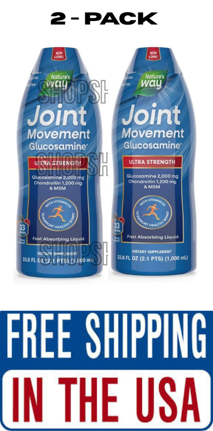 2 PACK-Nature\'s Way Joint Movement Glucosamine Extra-Strength Liquid 33.8 fl oz
