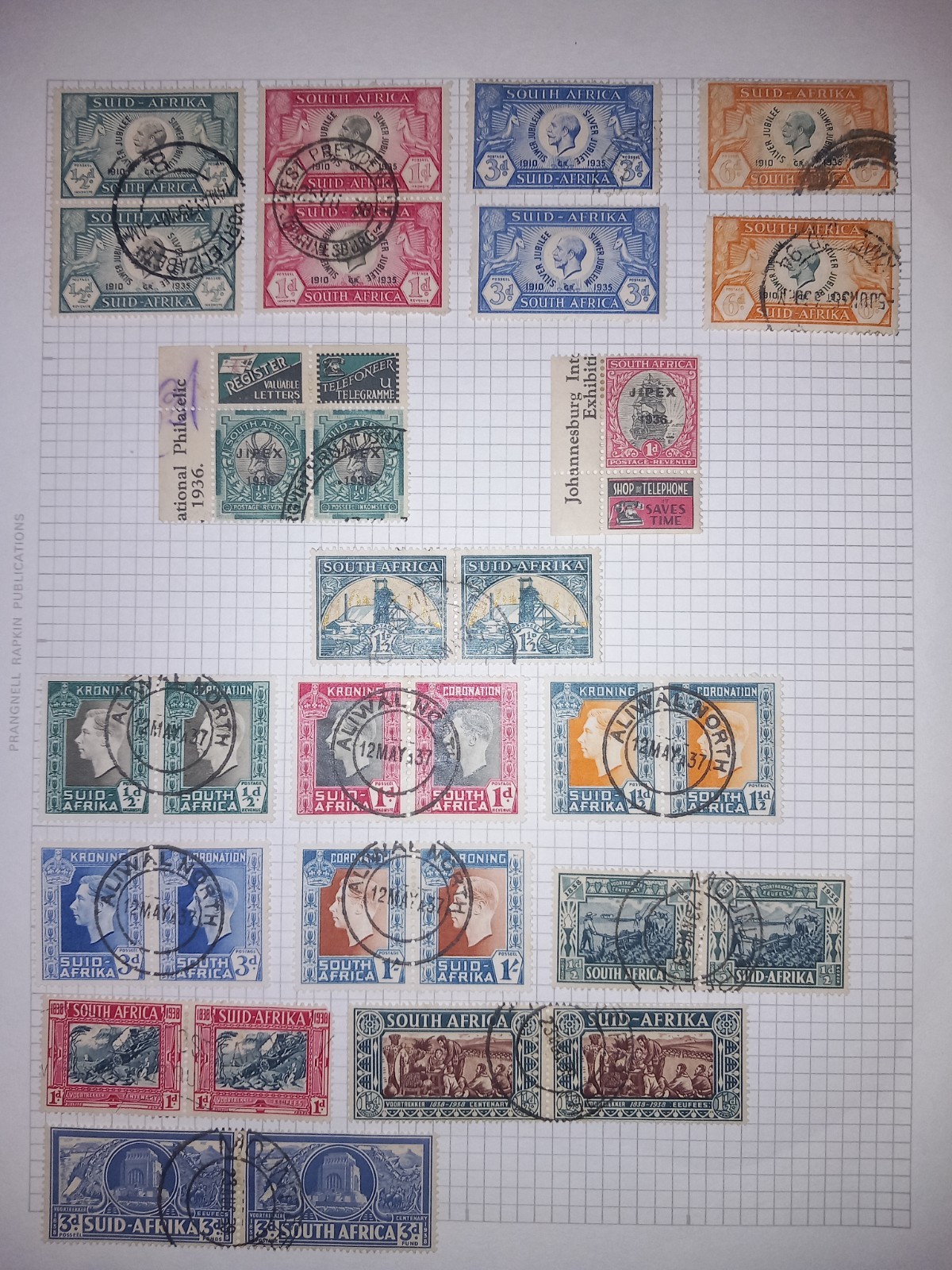 South Africa 1935–38 Jubilee & Coronation Pairs Used Collection Page