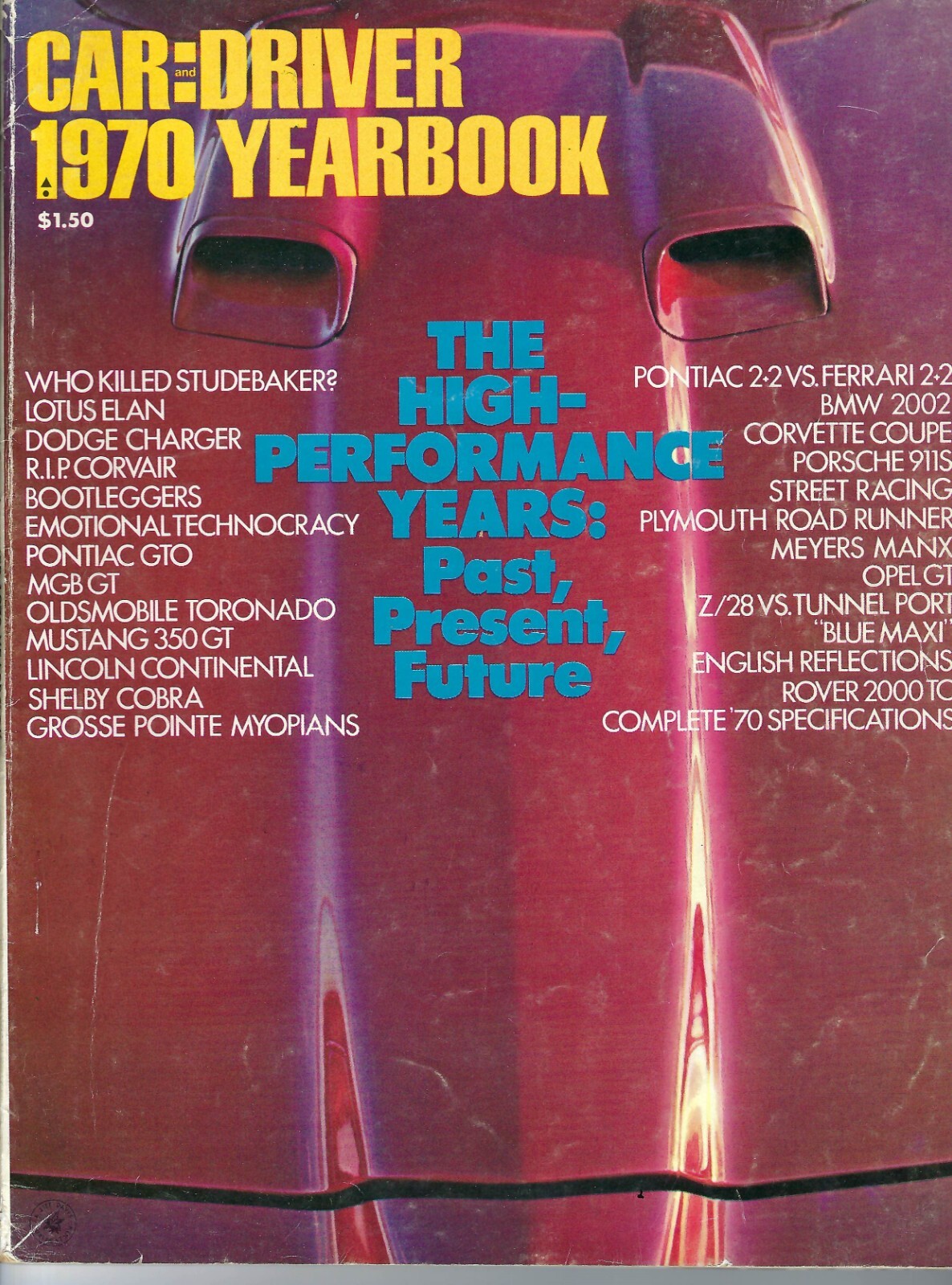 1970 Car and Driver Yearbook. 1970 new cars. 144p. Charger Corvette Mustang more