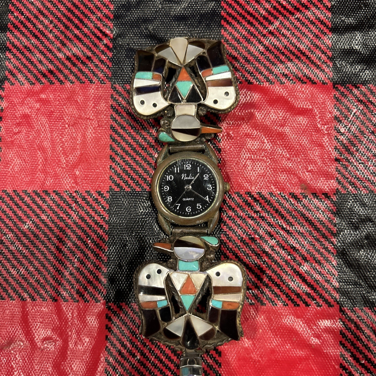 Native American B. C. Shack Zuni , Multi-Stone Thunderbird Watch