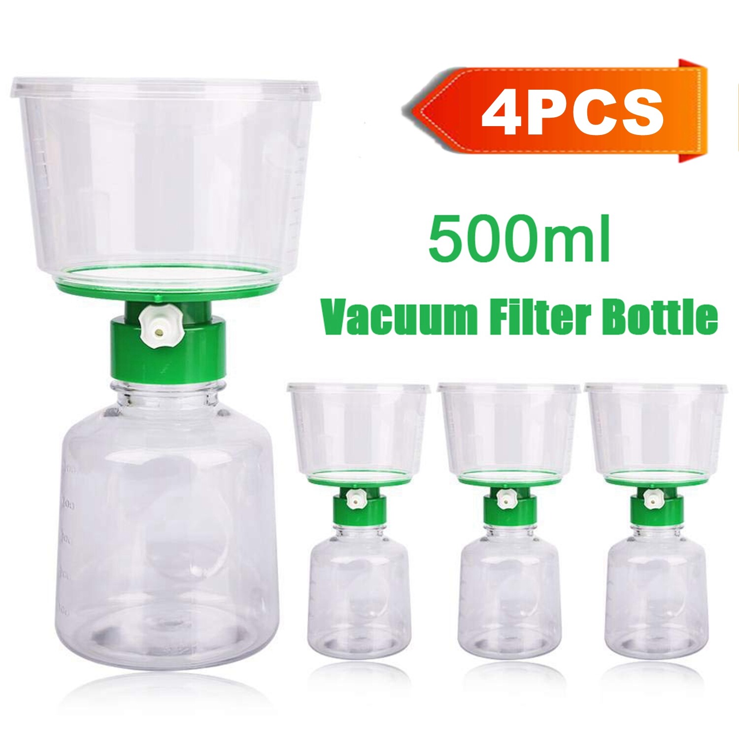 60PK Lab Polystyrene Bottle Top Vacuum Sterile Filter Graduated Clear 0.22um PES