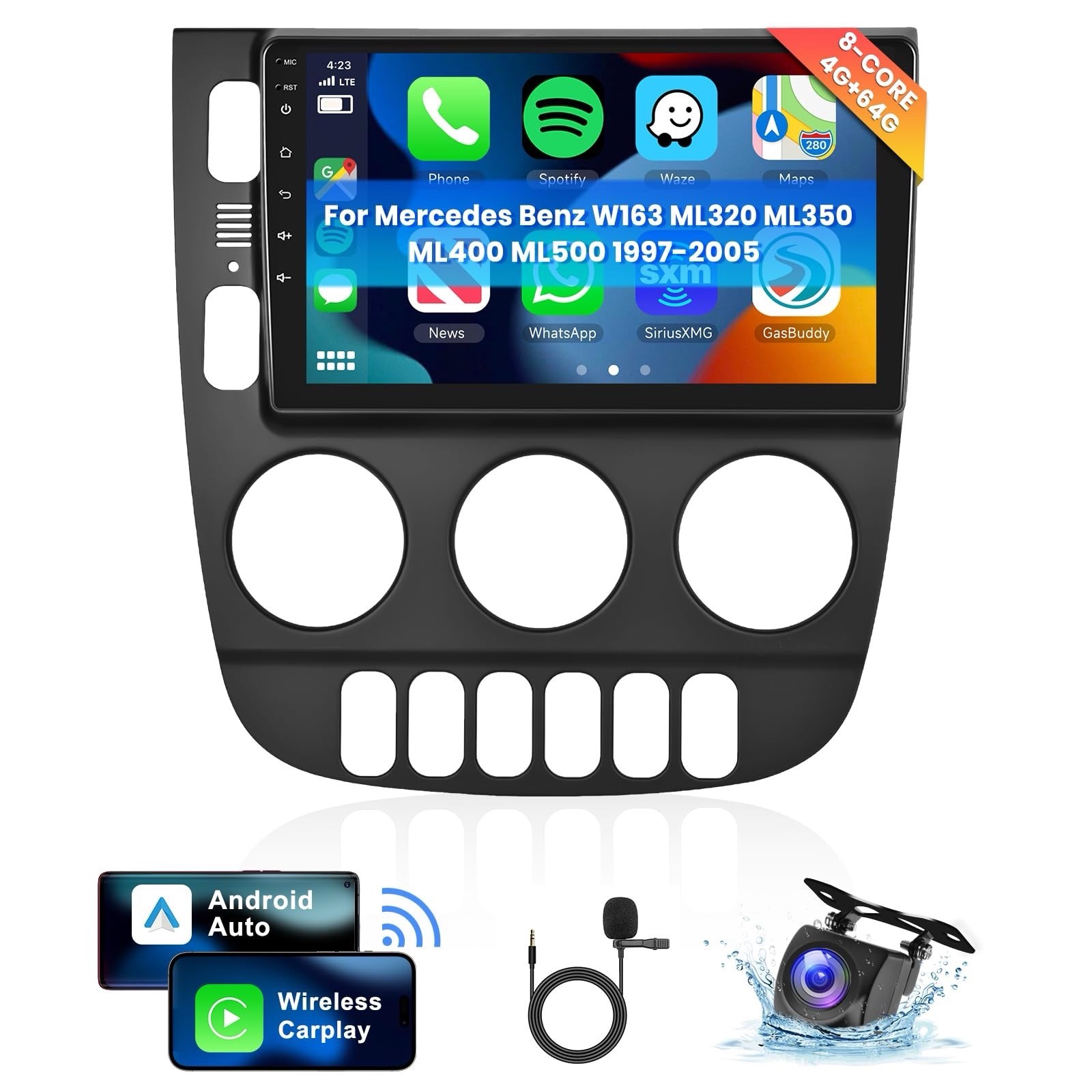 8 Core 4G+64G Android Car Stereo for Benz W163 ML320 ML350 ML400 ML500 1998-2005