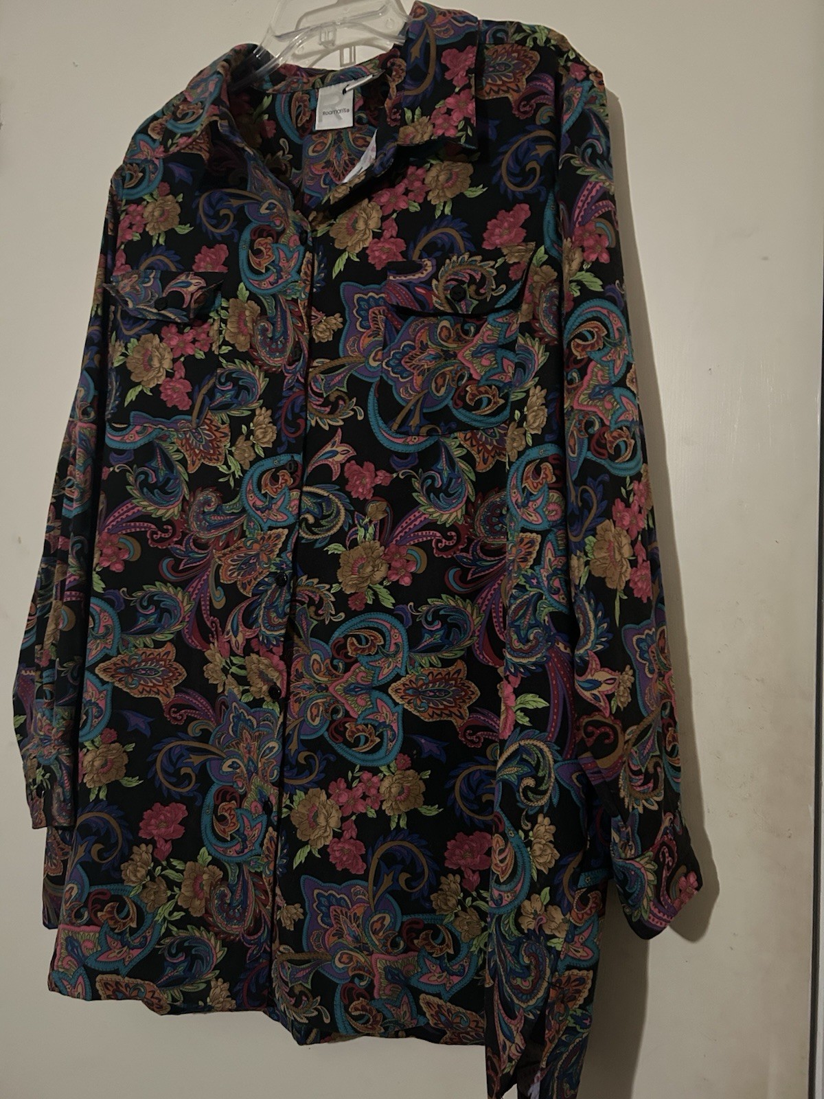 Roaman’s Beautiful Colors Polyester Soft Brushed Medium Weight ButtonUp 1X