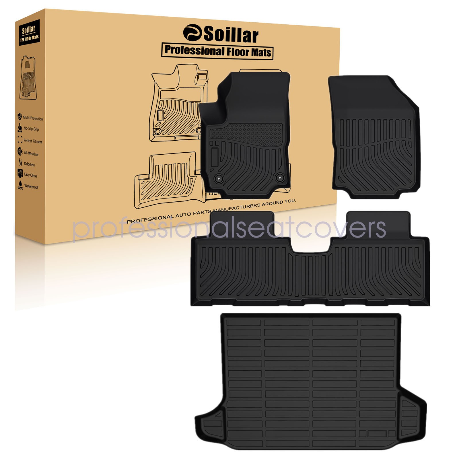 For 2018-2025 Chevrolet Equinox TPE Floor Mats Trunk Cargo Liners 3D All Weather