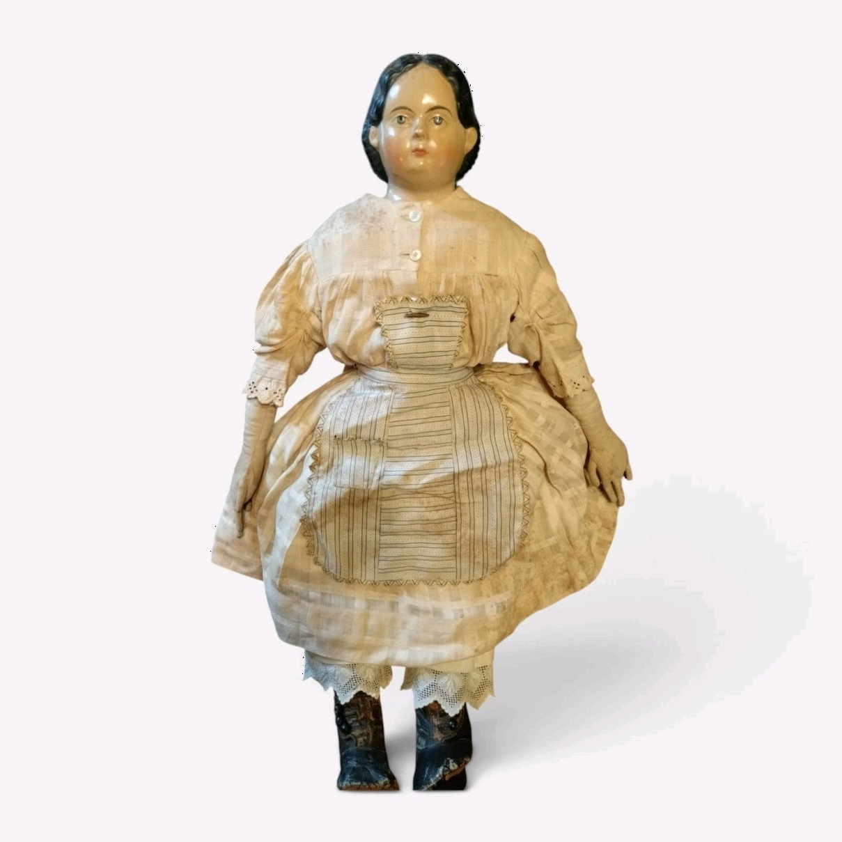 Rare 1858 Label Antique Ludwig Greiner Papier Mache Doll Original Clothes 22\