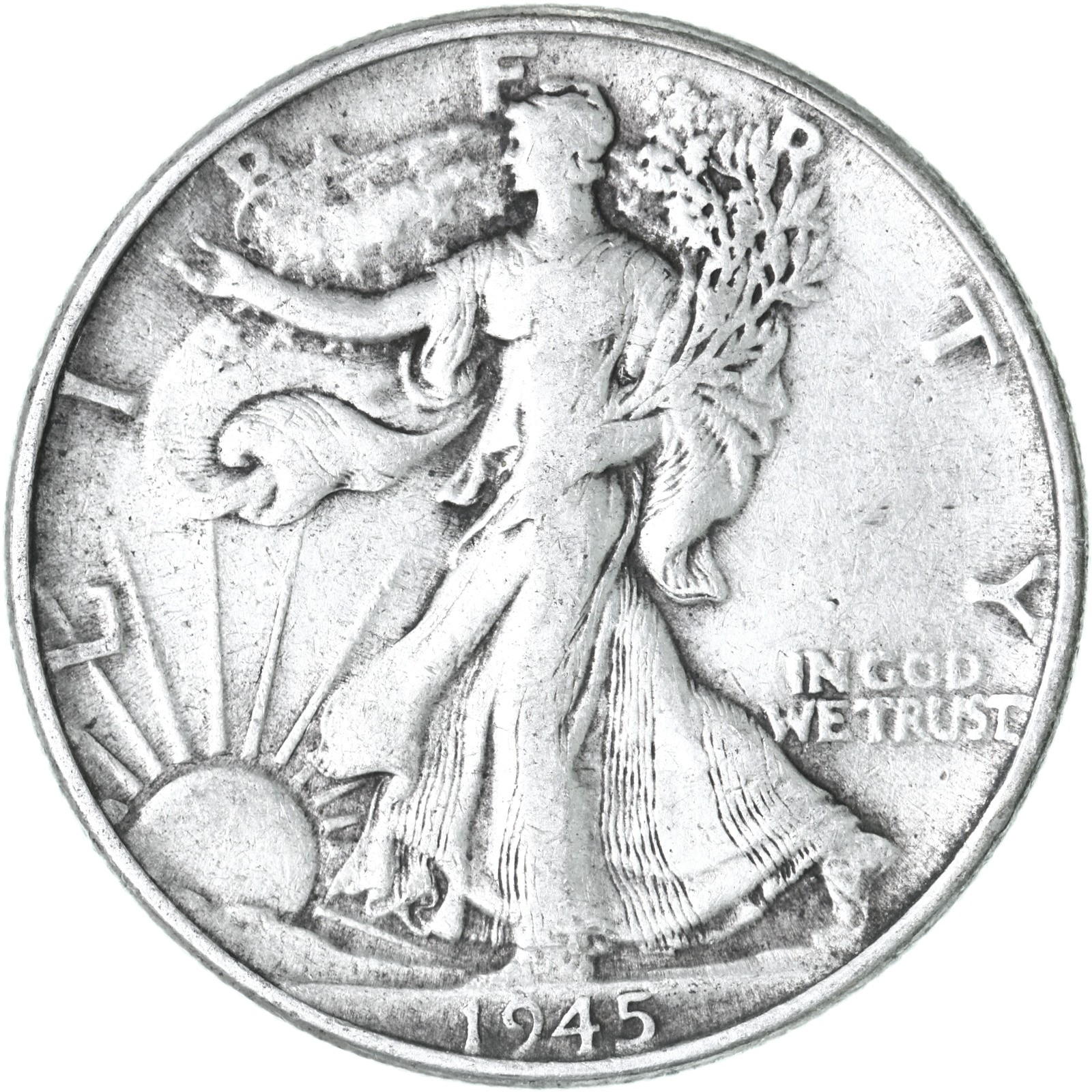 1945 (P) Walking Liberty Half Dollar Very Fine 90% Silver