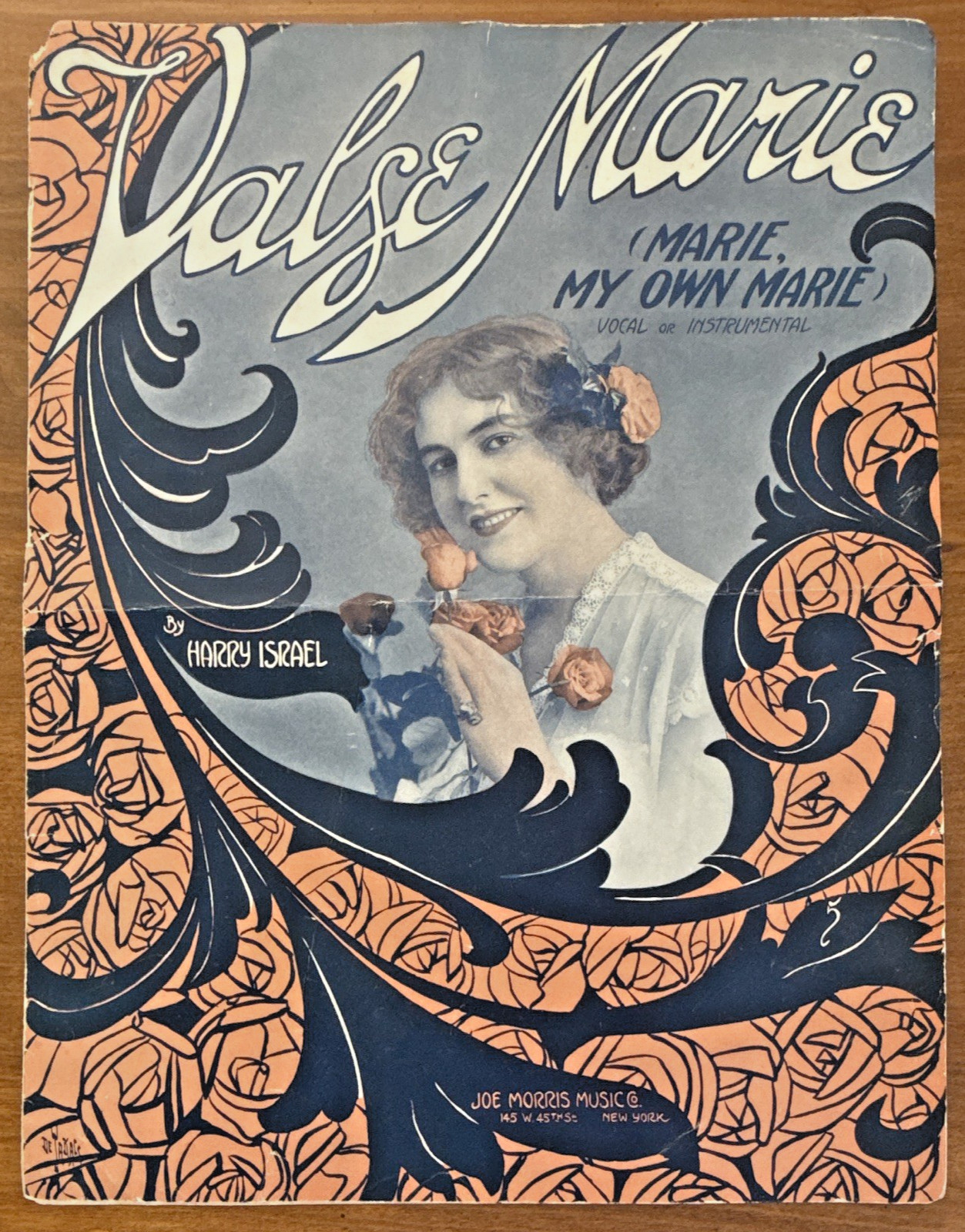 Antique 1913 Valse Marie Sheet Music Harry Israel Joe Morris Art Nouveau