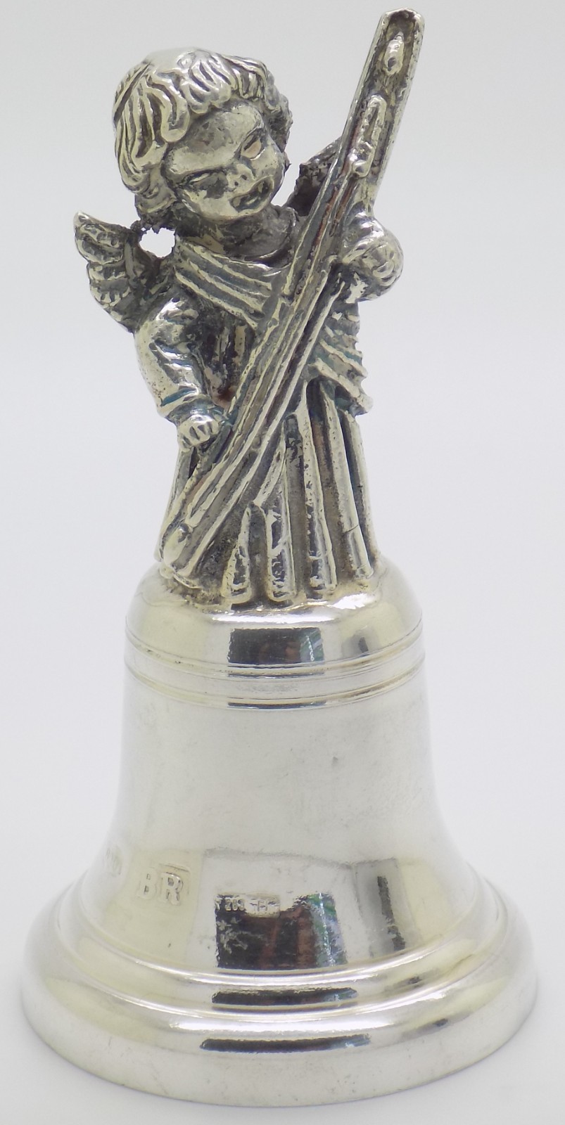 Vintage Italian Handmade Genuine Silver Angel Bell Christmas Ornament Florence