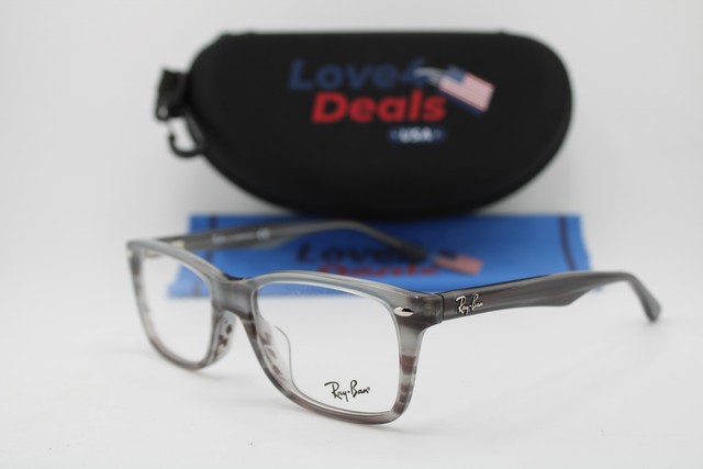 NEW RAY-BAN RB 5228F 8055 GREY BROWN HORN AUTHENTIC EYEGLASSES 53-17