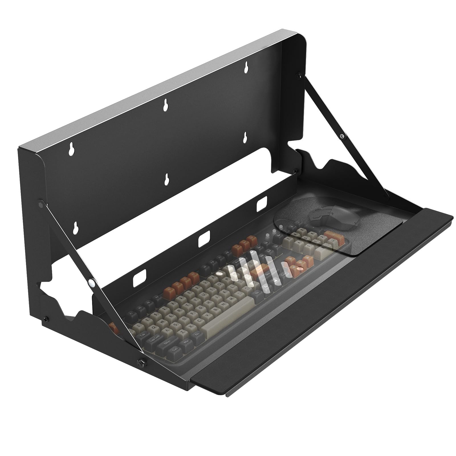 Flip Down Keyboard Tray Wall-Mount - 24 Inch Computer Keyboard and Mouse
