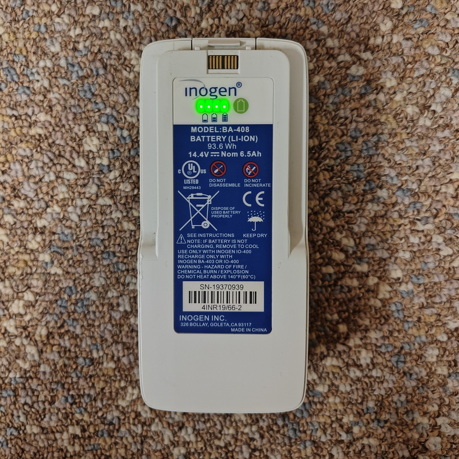 Inogen BA-408 Double Battery Fits One G4 Rove 4 OxyGo FIT 8-Cell Used Excellent Inogen BA-408 Double Battery Fits One G4 Rove 4 OxyGo FIT 8-Cell Used Excellent
