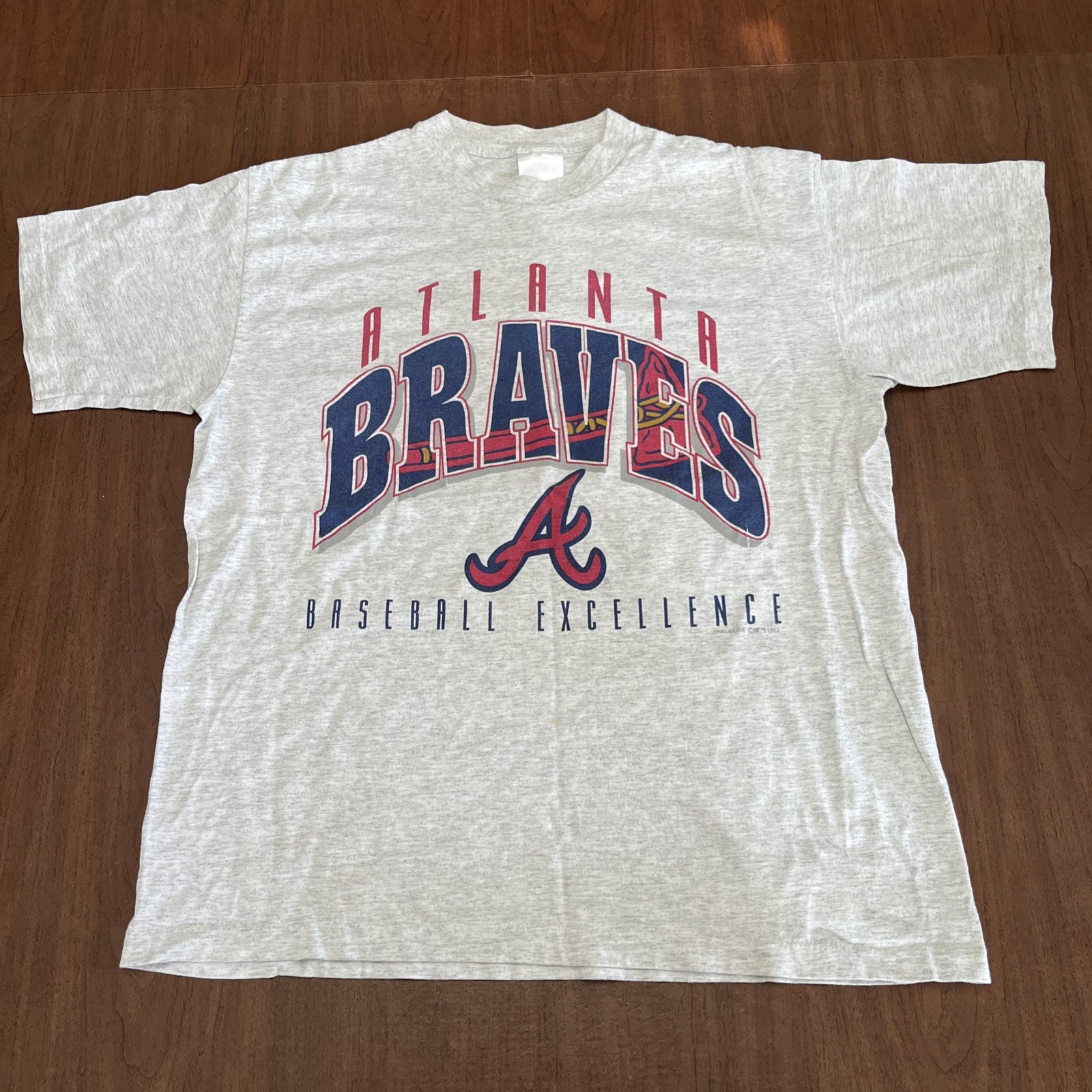 Vintage Atlanta Braves Shirt Mens XL MLB Baseball Chalk Line 1993