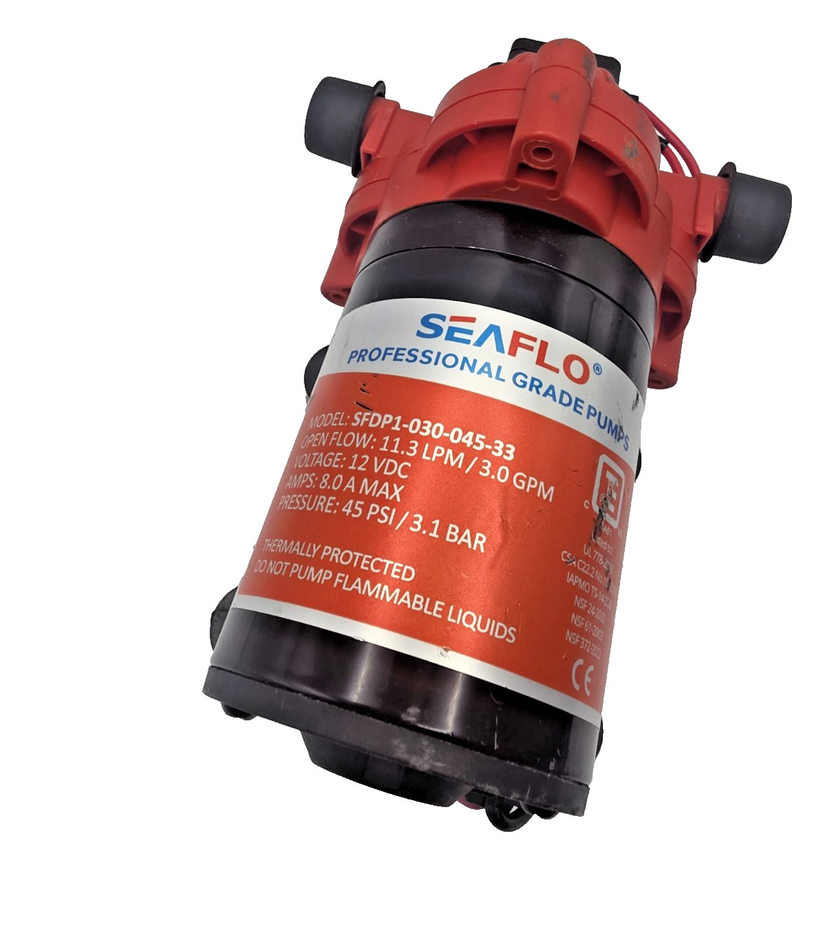 SEAFLO 33 Series SFDP1-030-045-33 12V Diaphragm Water Pump 3.0 GPM 45 PSI SEAFLO 33 Series SFDP1-030-045-33 12V Diaphragm Water Pump 3.0 GPM 45 PSI