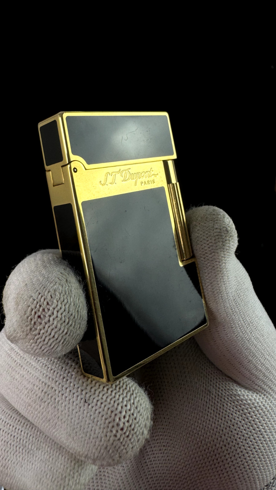 S.T. DUPONT Ligne2 Double Flame Black lacquer Gold old fashined Lighter