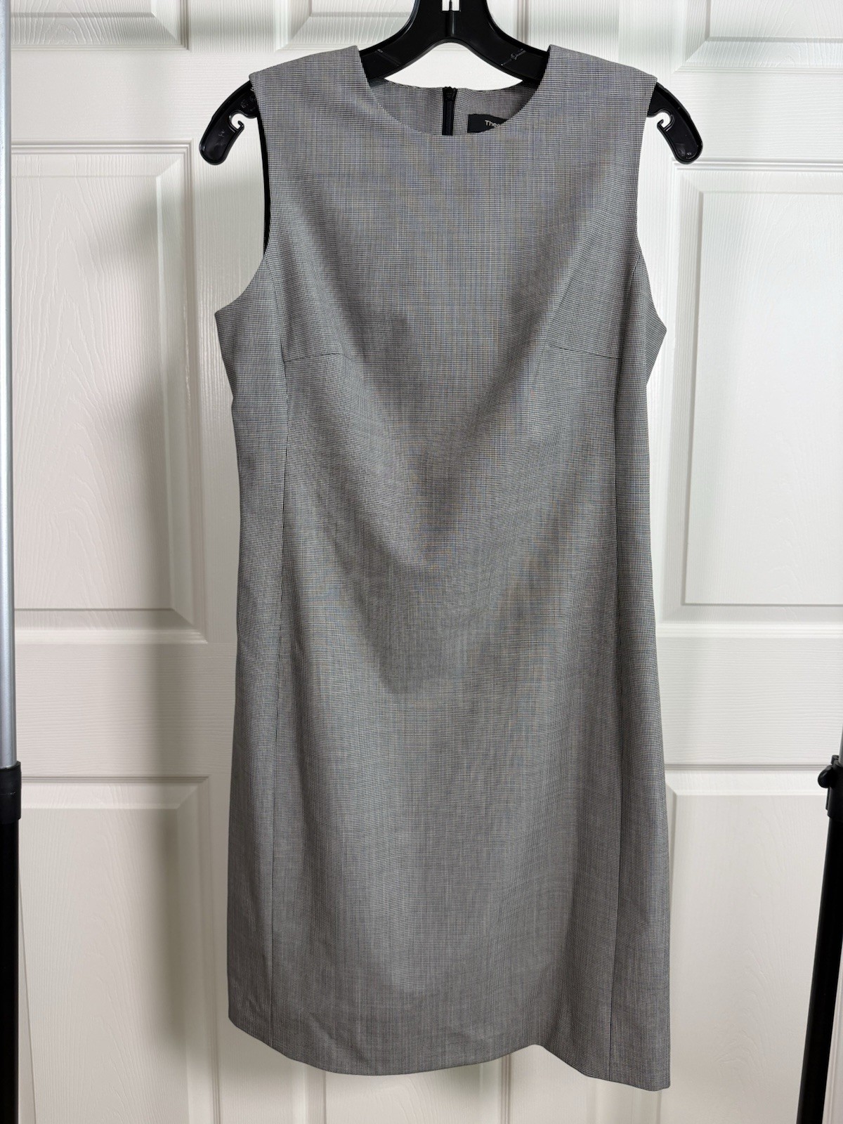 Theory Fitted Dress Size 6 Black Multi Houndstooth Wool NWT $395