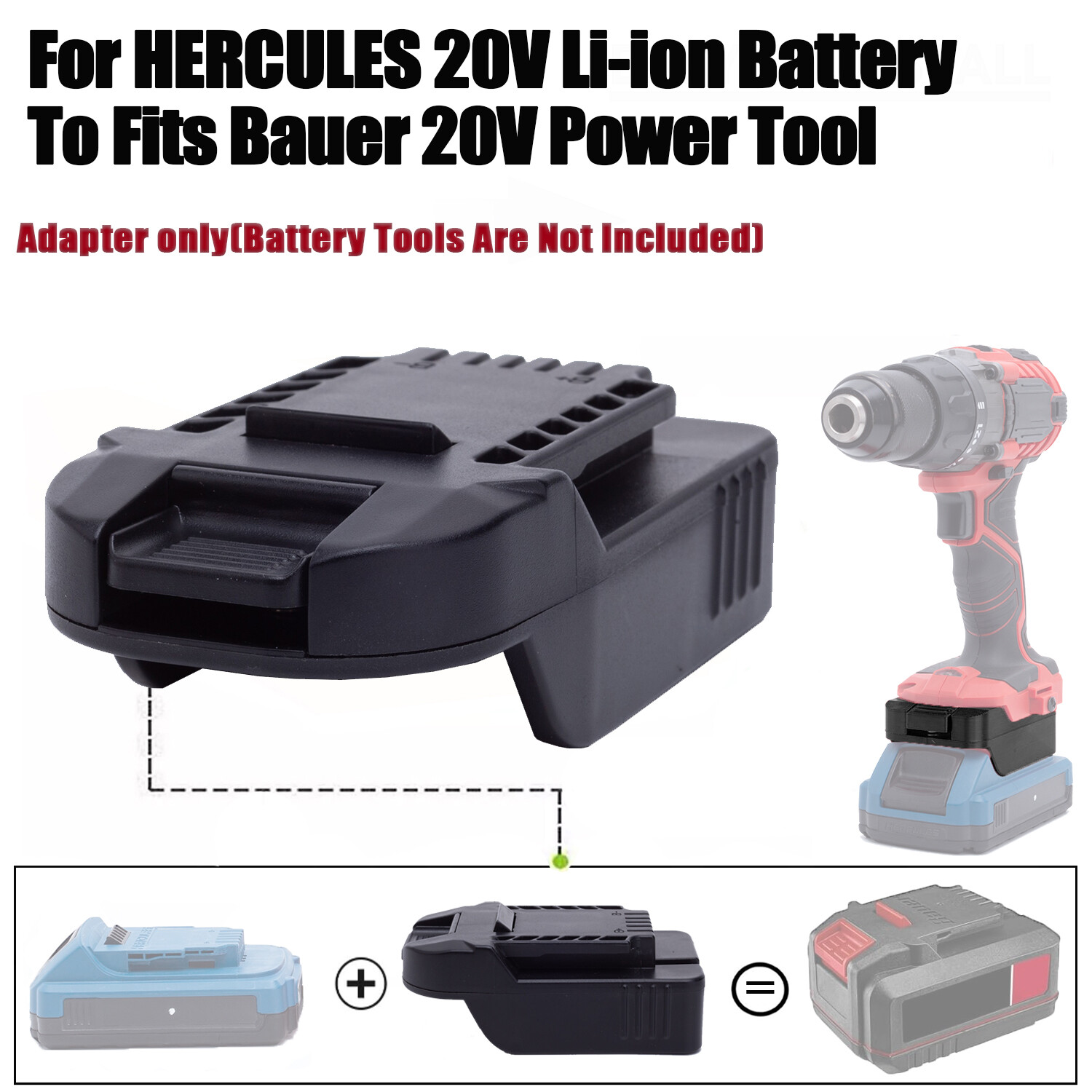 NEW Adapter For Hercules 20V Li-Ion Battery To For Bauer 20V Power Tools NEW Adapter For Hercules 20V Li-Ion Battery To For Bauer 20V Power Tools