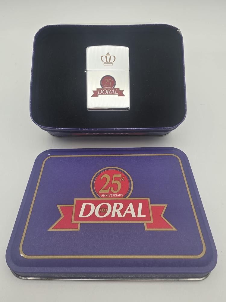 Zippo 1995 Doral Cigarettes 25th Anniversary Polished Chrome Windproof Lighter
