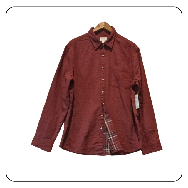 Sonoma Goods For Life Shirt Mens XL Burgundy So Soft Geo Button Up Long Sleeve