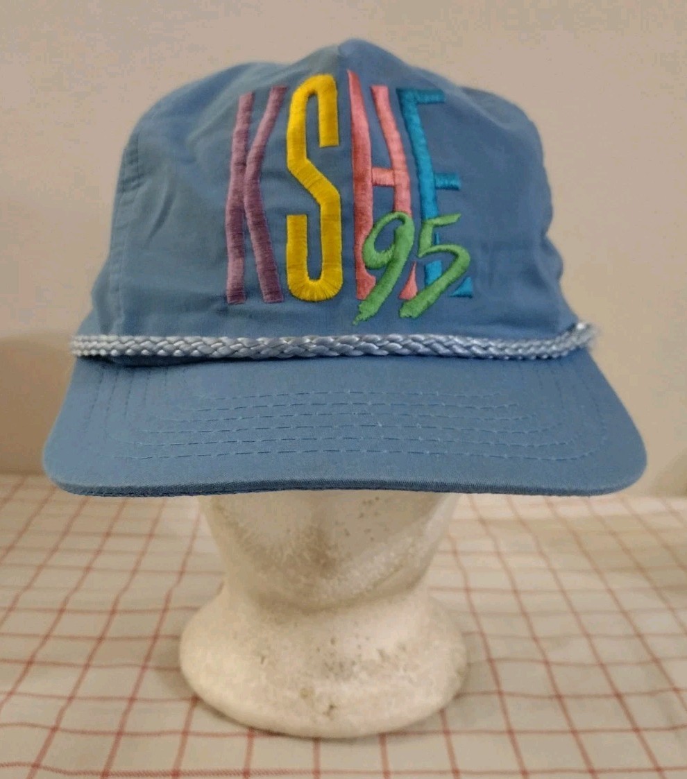Vintage KSHE 95 Real Rock Radio Rope Cap Hat Blue Adjustable Embroidery St Louis