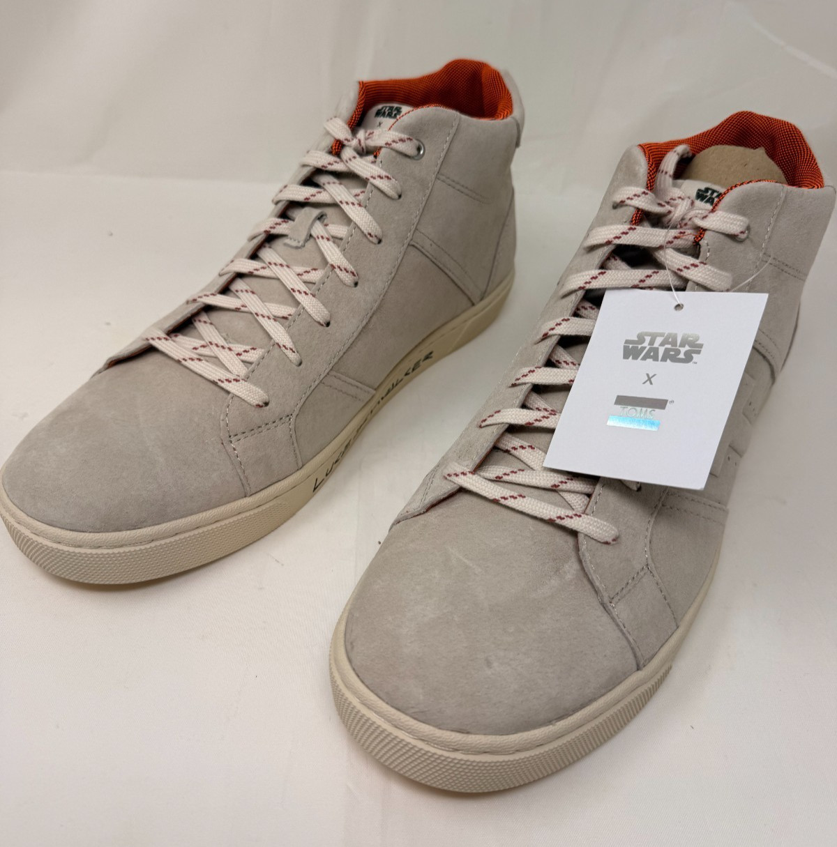 Toms x Star Wars Leandro High Skywalker Men\'s Suede Light Gray Sneaker Sz 11 US Toms x Star Wars Leandro High Skywalker Men\'s Suede Light Gray Sneaker Sz 11 US
