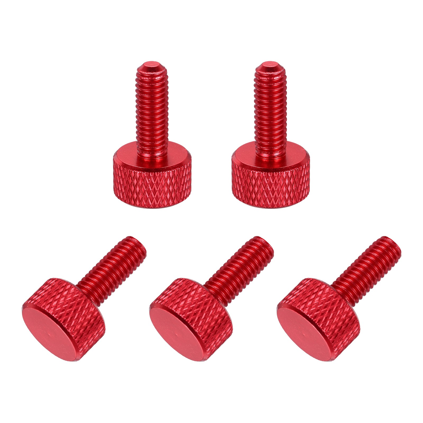5Pcs M5x16mm Flat Head Knurled Thumb Screws for Graphics Card Red