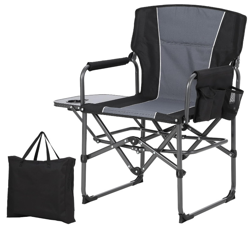 Silla de Director Plegable Extra Grande 400 Lb con Mesa Lateral para Camping Pla