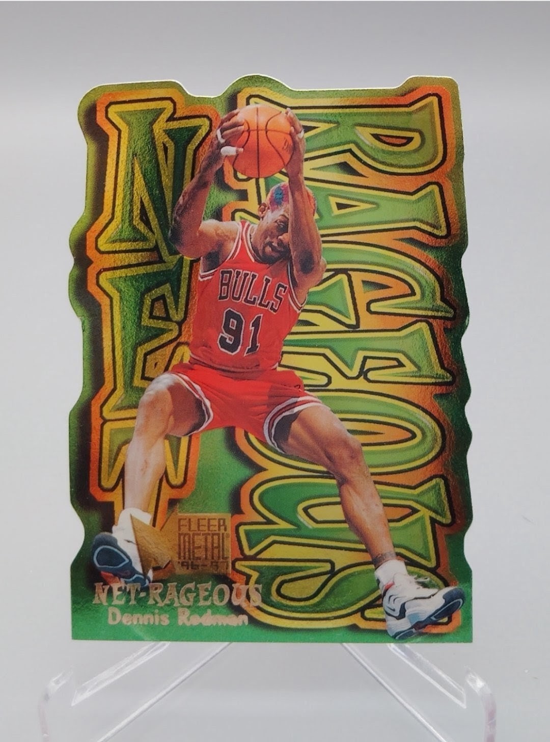 1996-97 Fleer Metal Dennis Rodman Net-Rageous #8 Die-Cut Chicago Bulls