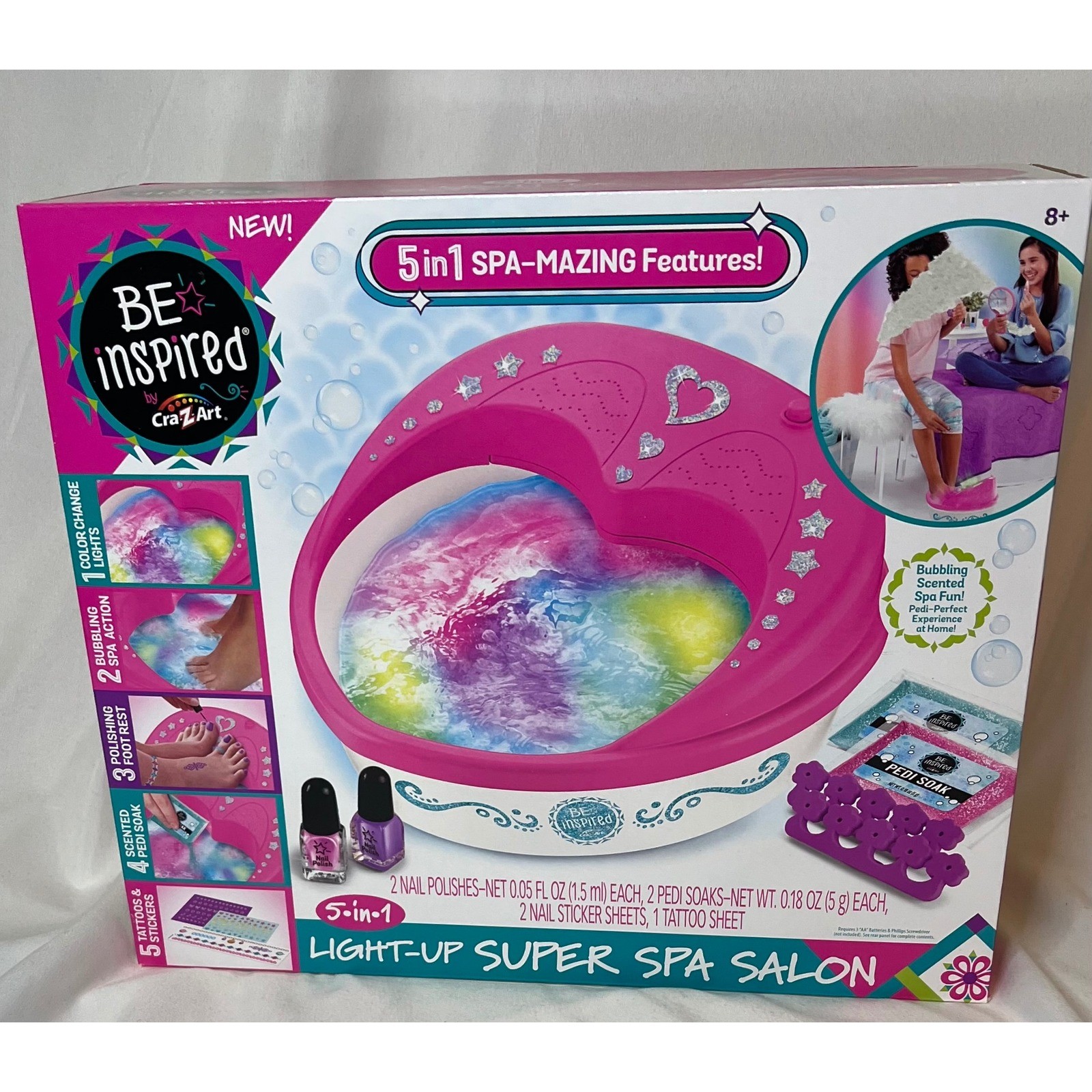 Cra-Z-Art Be Inspired 5-in-1 Light-Up Super Spa Salon Pedi Kit 53457 NEW Cra-Z-Art Be Inspired 5-in-1 Light-Up Super Spa Salon Pedi Kit 53457 NEW