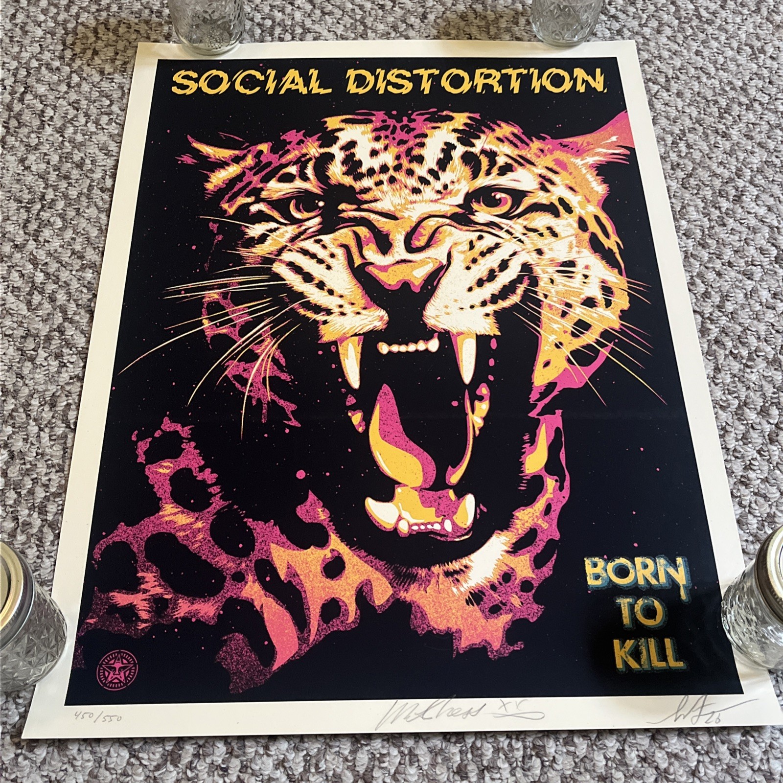 Social Distortion Obey Born To Kill Screen Print Signed Shepard Fairey Mike Ness