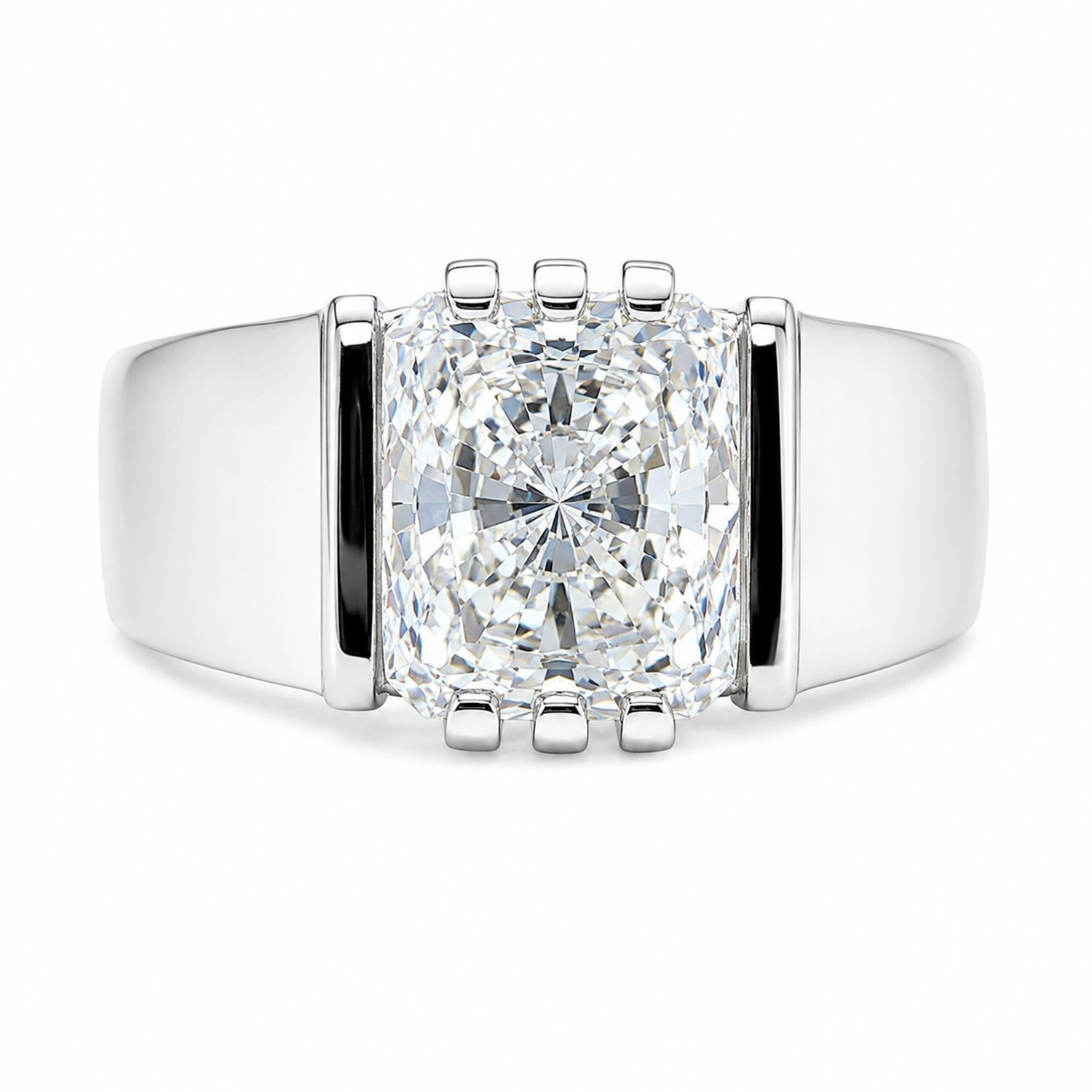5.42 Ct Certified E VVS2 Diamond Solitaire Men\'s Ring-925 Silver Prong Setting