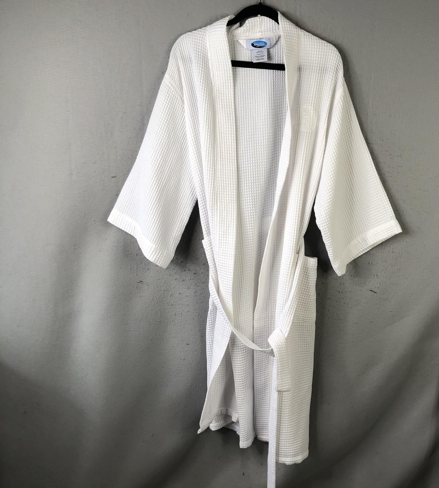 Terry Town Robe Mens One Size White Waffle Kimono Spa Belted Northern Trust