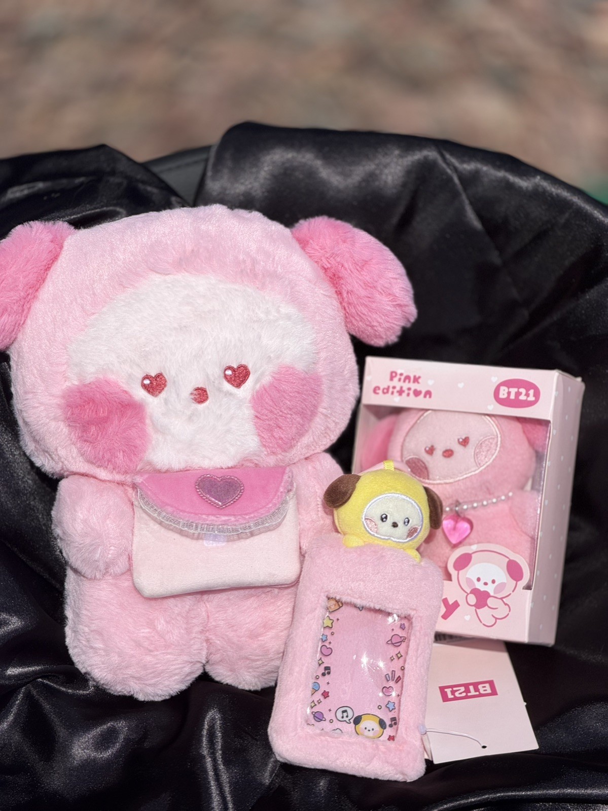 SET BT21 CHIMMY pink heart edition plush figure ID photocard holder BTS Jimin