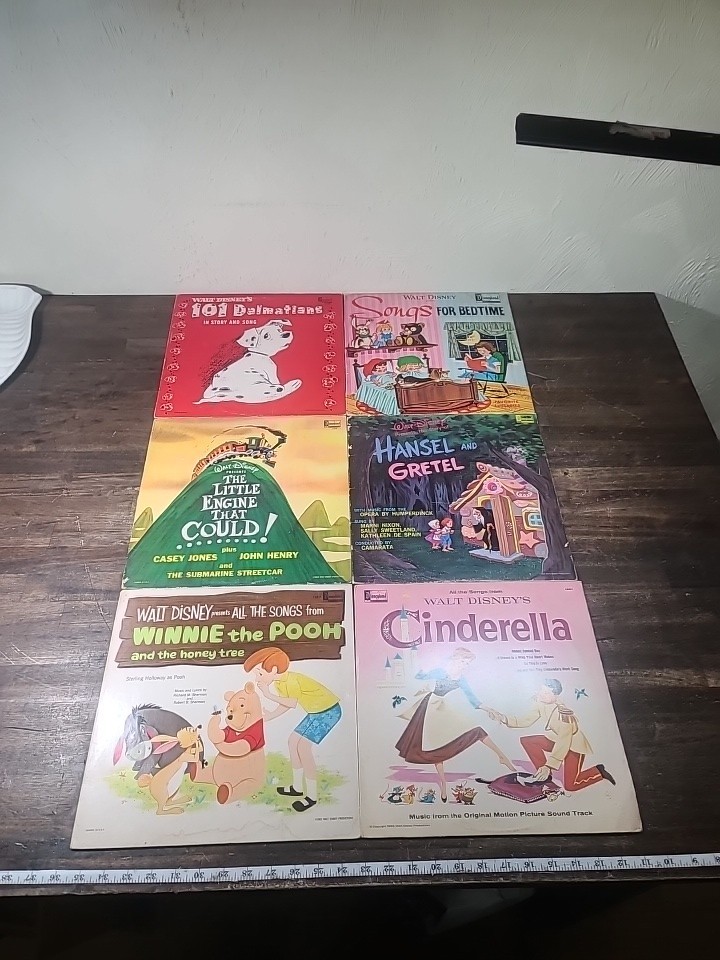Vintage Childrens LP Vinyl Record Albums Lot 6 Disney 12