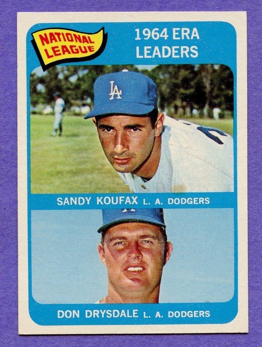 1965 Topps 1964 ERA Leaders NL #8 Sandy Koufax & Don Drysdale EX-MT