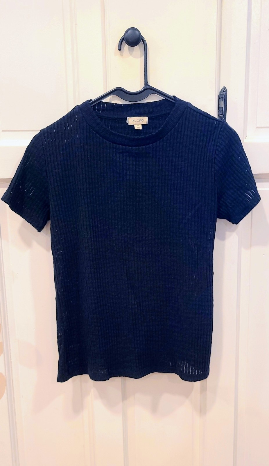 Pilcro by Anthropologie Women\'s Black Short Sleeve Top Medium Cotton Blend Pilcro by Anthropologie Women\'s Black Short Sleeve Top Medium Cotton Blend