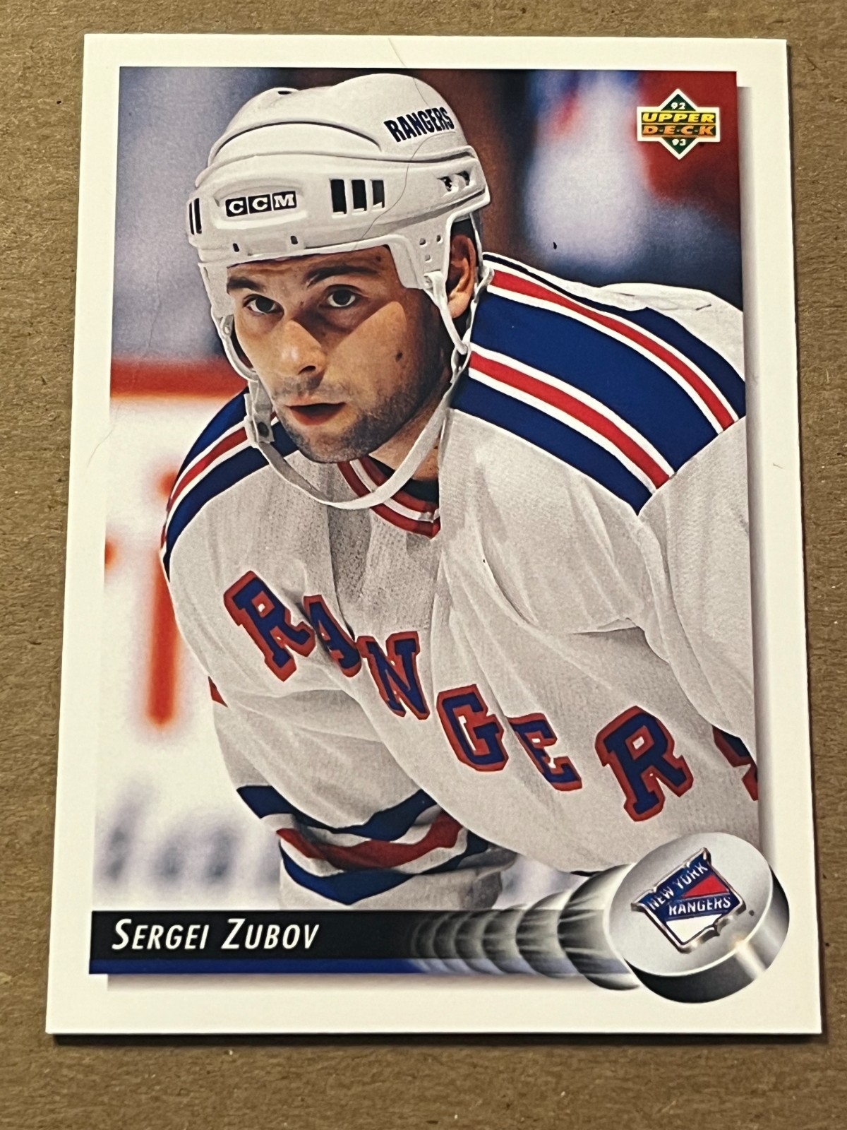1992-93 UPPER DECK - SERGEI ZUBOV RANGERS ROOKIE #516 1992-93 UPPER DECK - SERGEI ZUBOV RANGERS ROOKIE #516