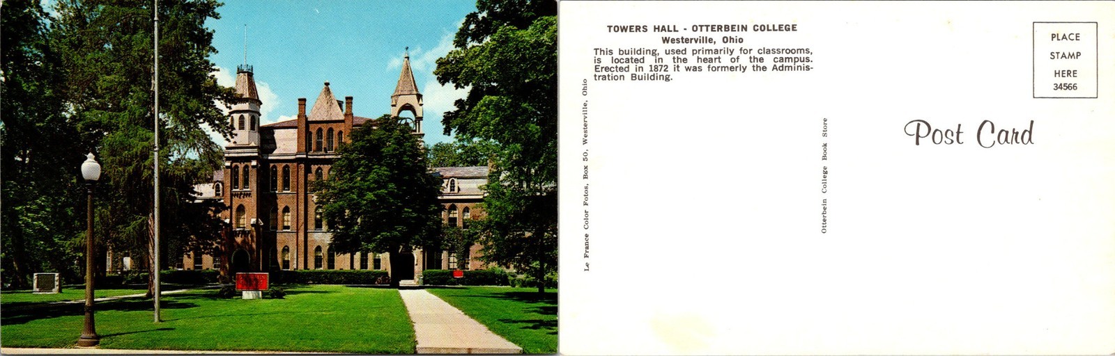 Tower Hall Otterbein College, Westerville, OH Postcards unused 52982