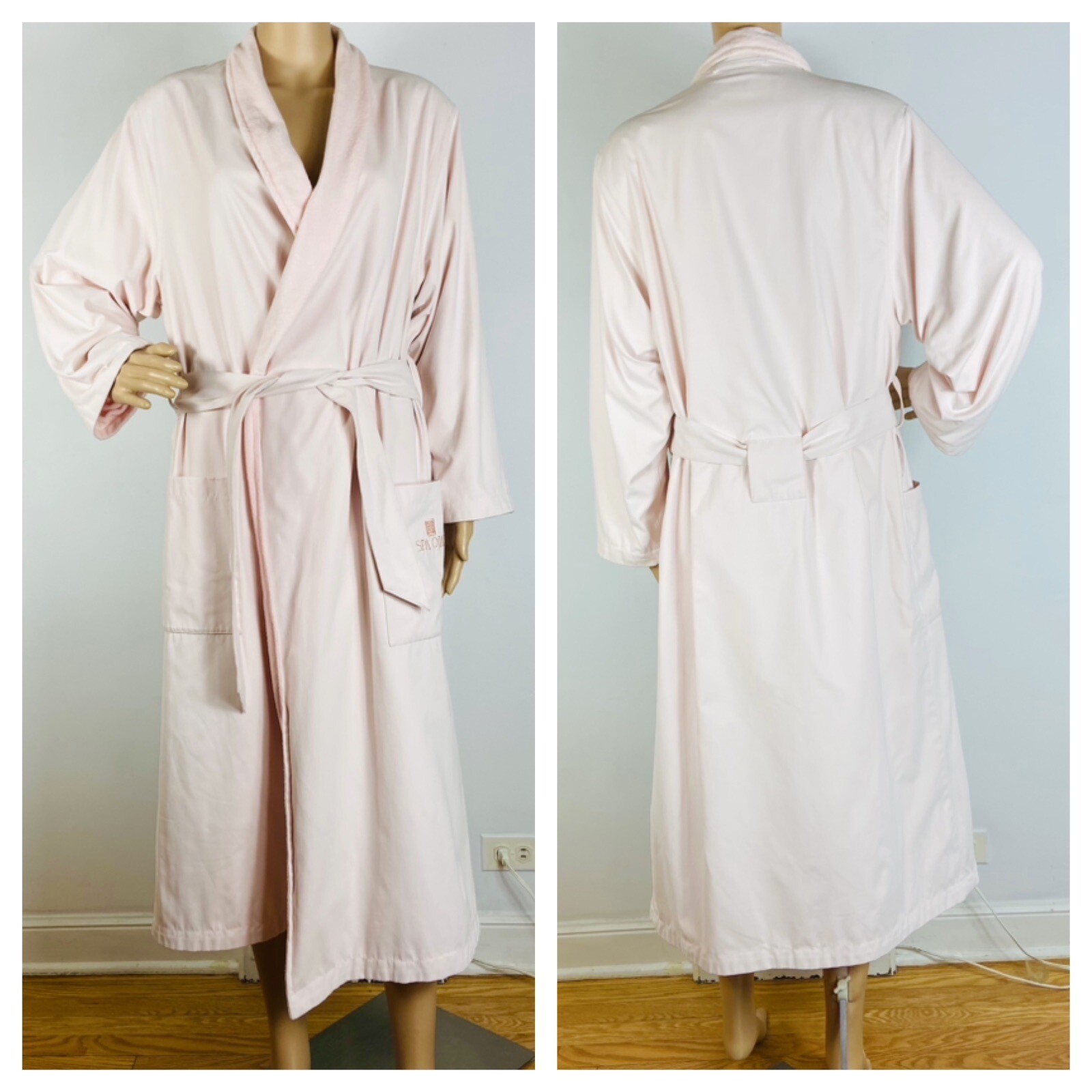 Spa Ojai Luxury Bath Robe Terry Cloth Lined w/ Pockets Blush Pink Sz S