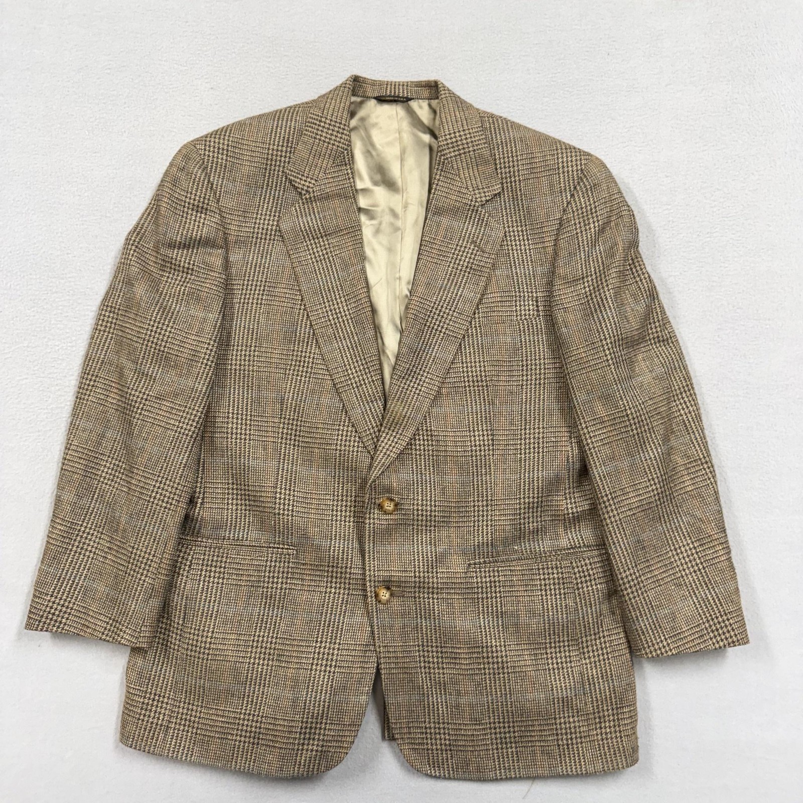 Vintage Austin Reed Blazer Mens 42R Brown Plaid Wool Tweed Sport Coat Jacket USA