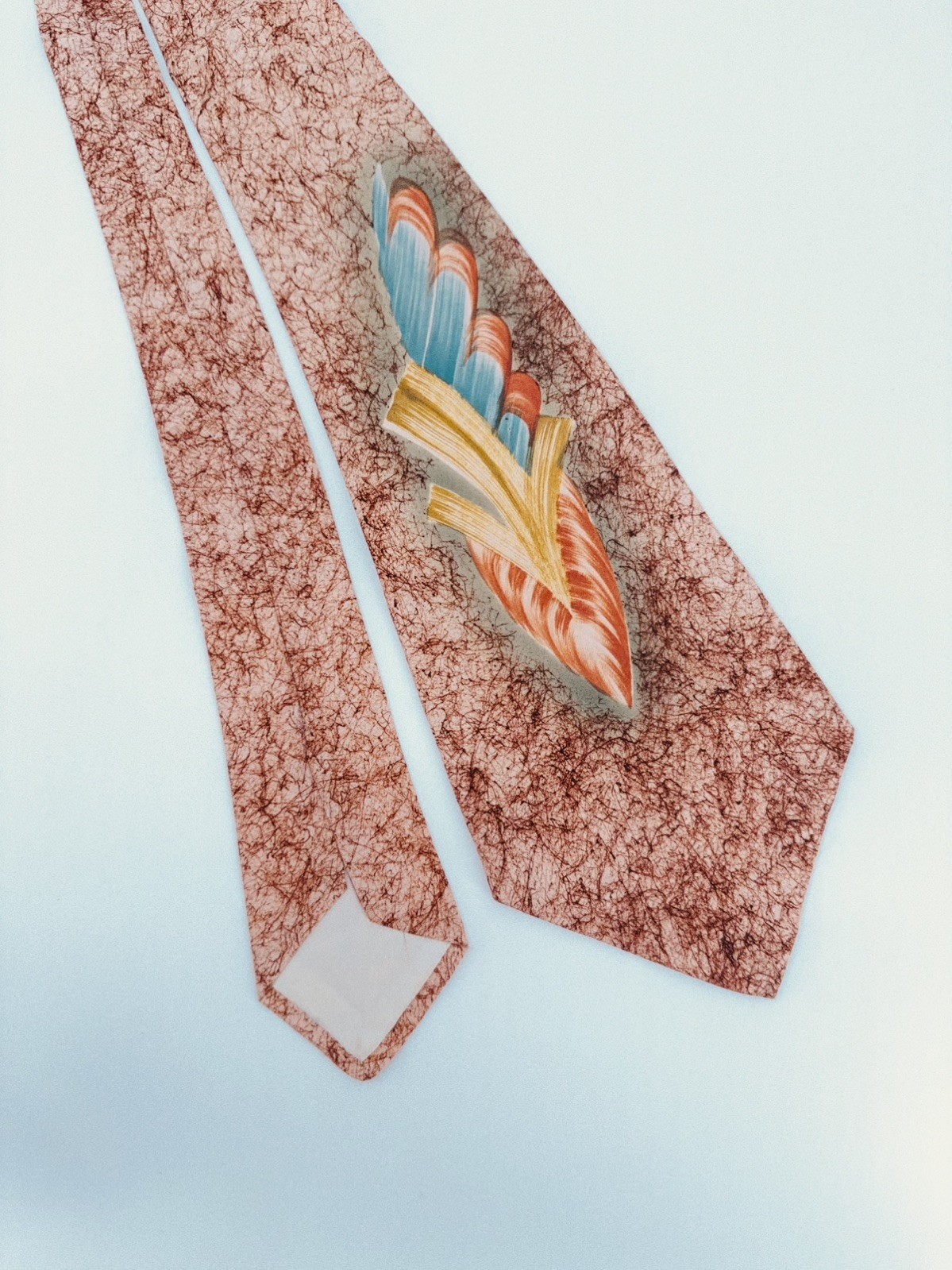 vintage 1940s 1950s hand painted rayon swing tie necktie excellent