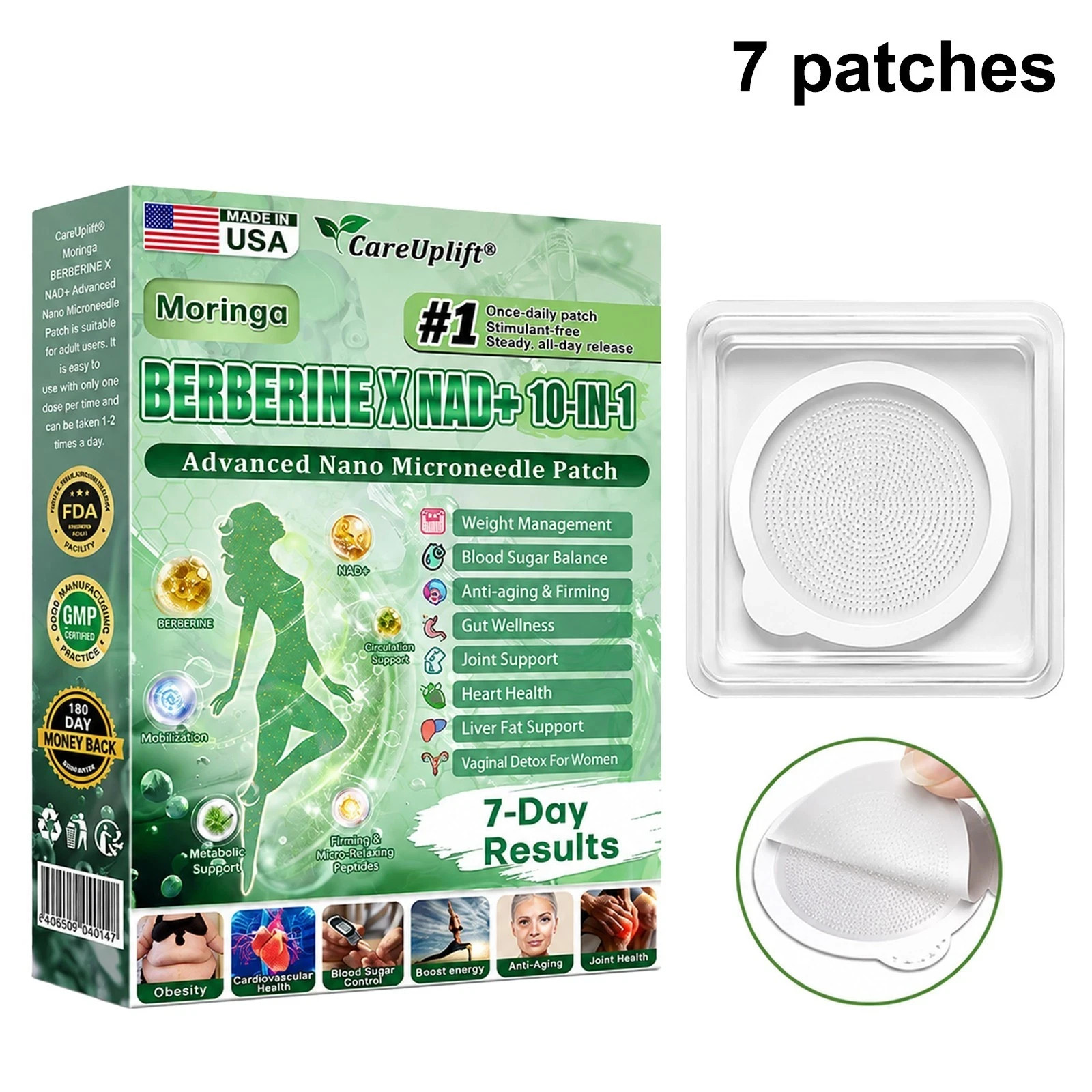 CareUplift Moringa & Berberine 10-in-1 Advanced Nano Microneedle Patch CareUplift Moringa & Berberine 10-in-1 Advanced Nano Microneedle Patch