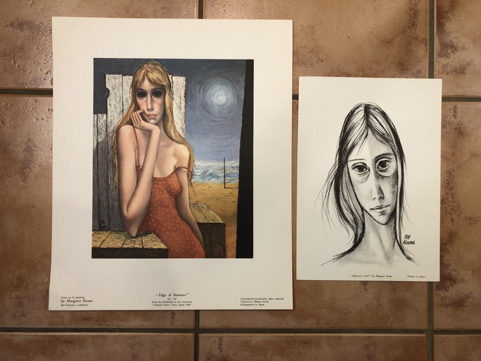 2 Vintage Margaret Keane Prints Midcentury Big Eyes