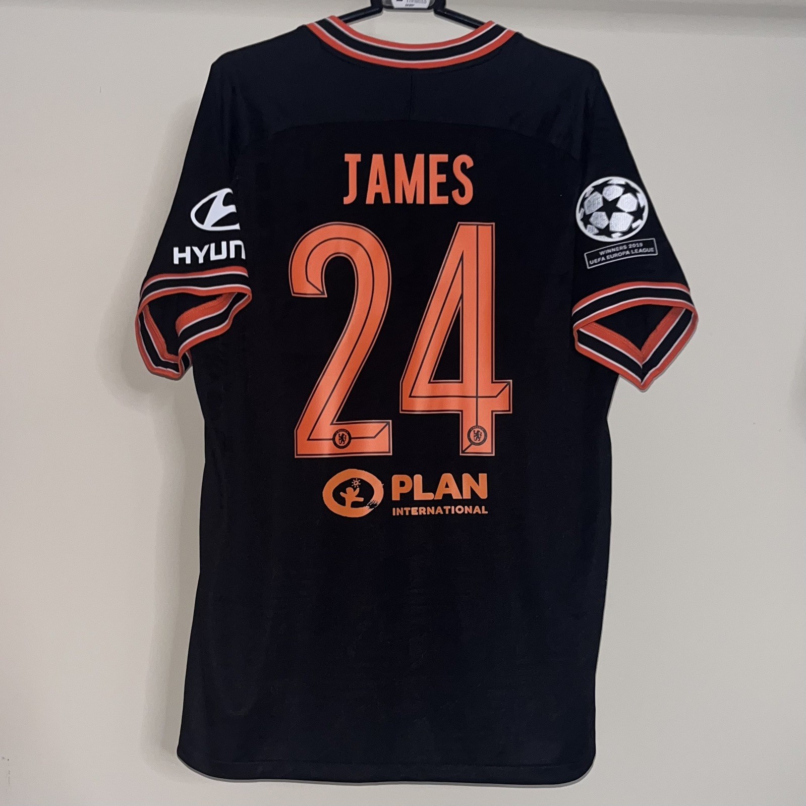 Chelsea 2019/20 Nike Third Football Shirt Black UCL Reece James 24 Mens XL